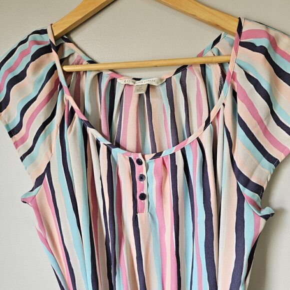 EUC LC LAUREN CONRAD STRIPED SHORT SLEEVES SWING STYLE SHORT DRESS SIZE M - Picture 6 of 16